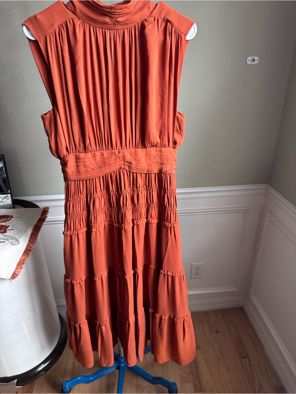 Derek Lam Rust Orange Tiered Maxi Dress